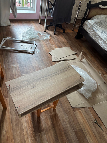 Письменный стол Лео Лофт дуб делано темный / белый матовый фото покупателя 30