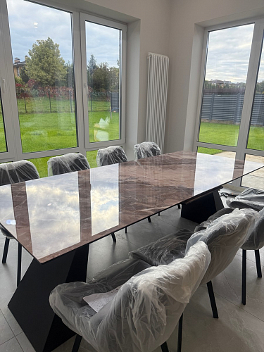 Стеклянный стол Денхольм 240(290)х100х75 каталония / черный фото покупателя 8