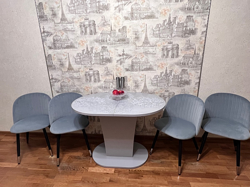 Стул на металлокаркасе Gabi 1 light blue / black / gold фото покупателя 441