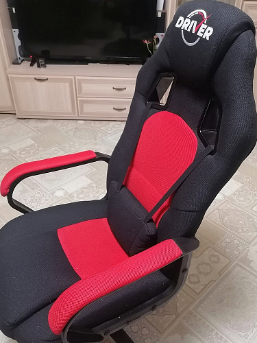 Компьютерное кресло Driver/Драйвер кожзам черный / ткань черный фото покупателя 85