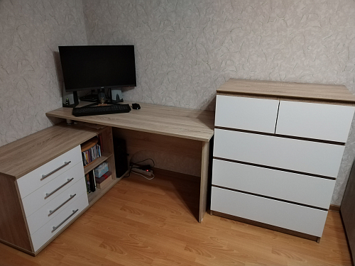 Компьютерный стол КСТ-109П правый дуб сонома / белый фото покупателя 102
