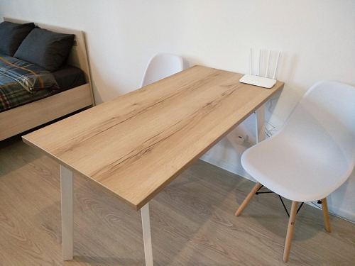 Стеклянный стол Фостер 120(160)х120х76 белый мрамор / черный фото покупателя 14