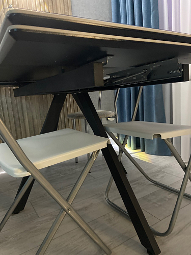 Керамический стол Вилли 140(200)х80 серый мрамор larka grey / черный фото покупателя 70