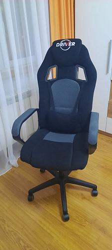 Компьютерное кресло Driver/Драйвер кожзам черный / ткань синий фото покупателя 1