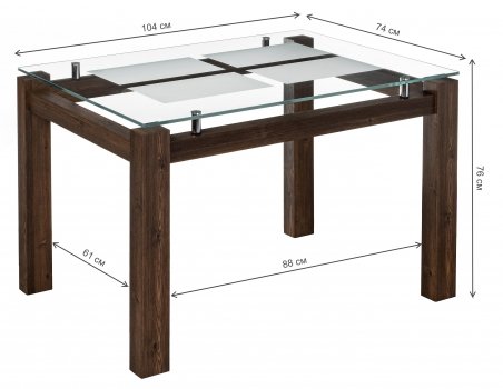 Стеклянный стол Бран орех кантри
