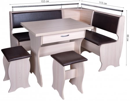 Кухонный уголок Елена-5 дуб / кожзам коричневый