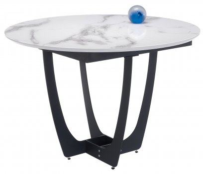 Стеклянный стол Венера белый мрамор / графит