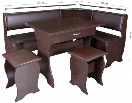 Кухонный уголок Елена-5 венге / кожзам коричневый