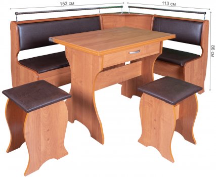 Кухонный уголок Елена-5 ольха / кожзам коричневый