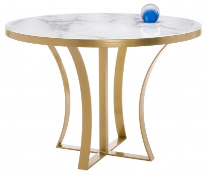 Стеклянный стол Нейтон белый мрамор / золото